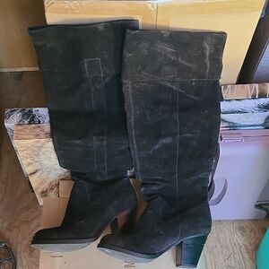Black Over The Knee Suede-like Women's Boots